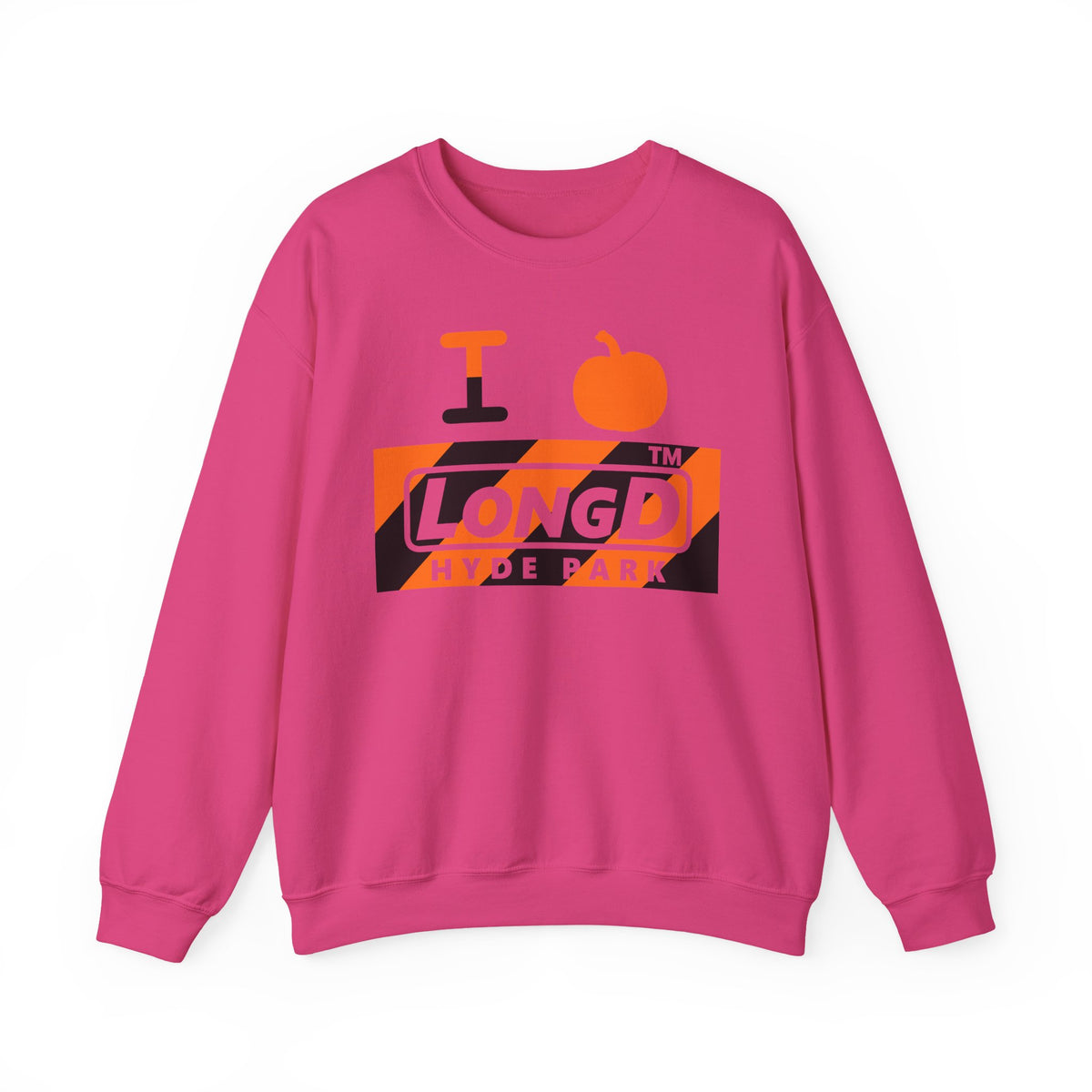 I pumpkin LongD Hyde Park negative diagonal 6-striped logo crewneck sweatshirt