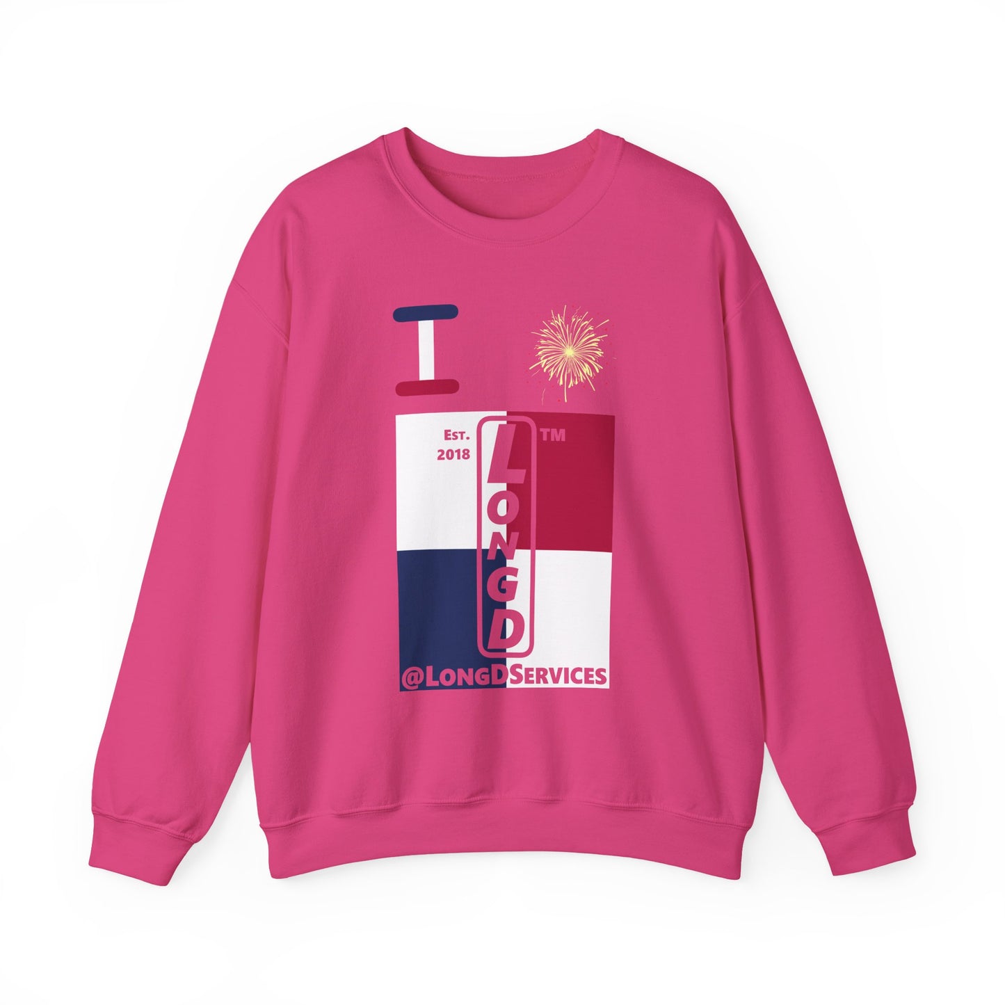 I Burst LongD negative quarters tag upright logo crewneck sweatshirt