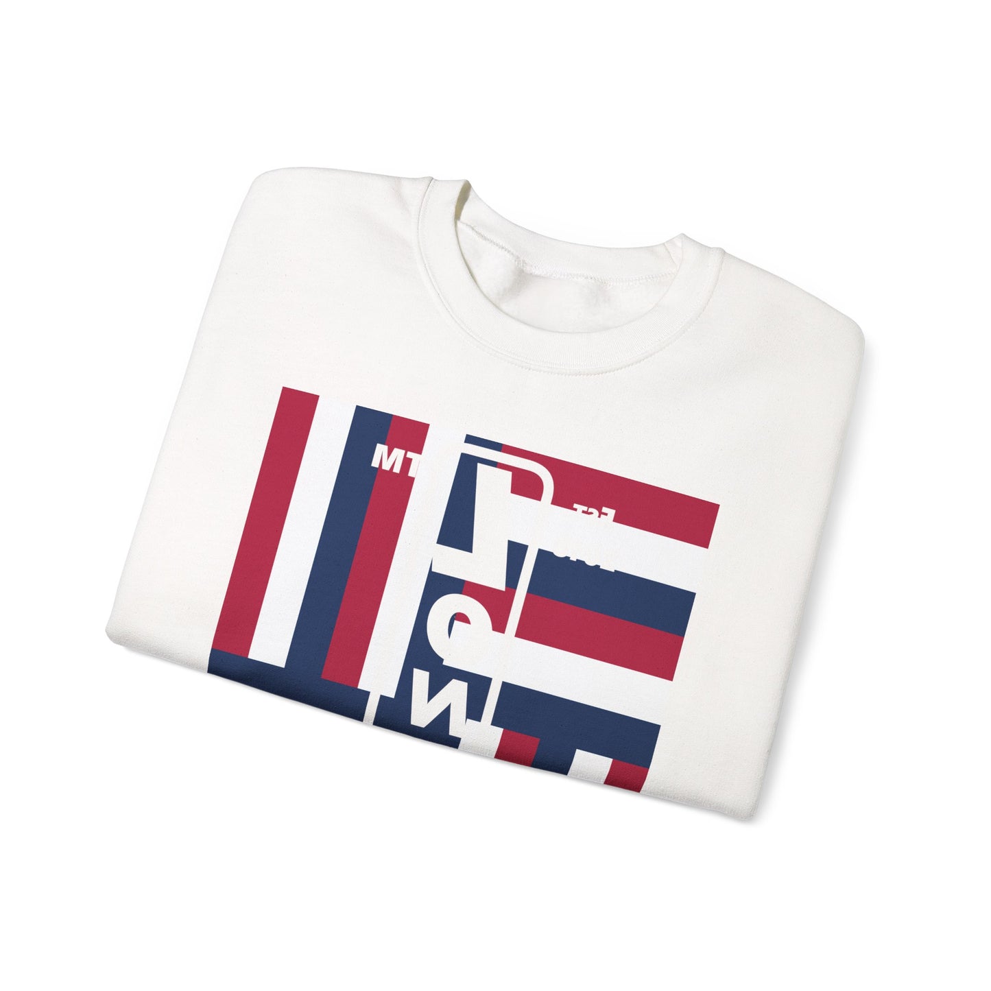 LongD negative rotated windmill Hyde Park front-back upright logo crewneck sweatshirt (patriotic colors)