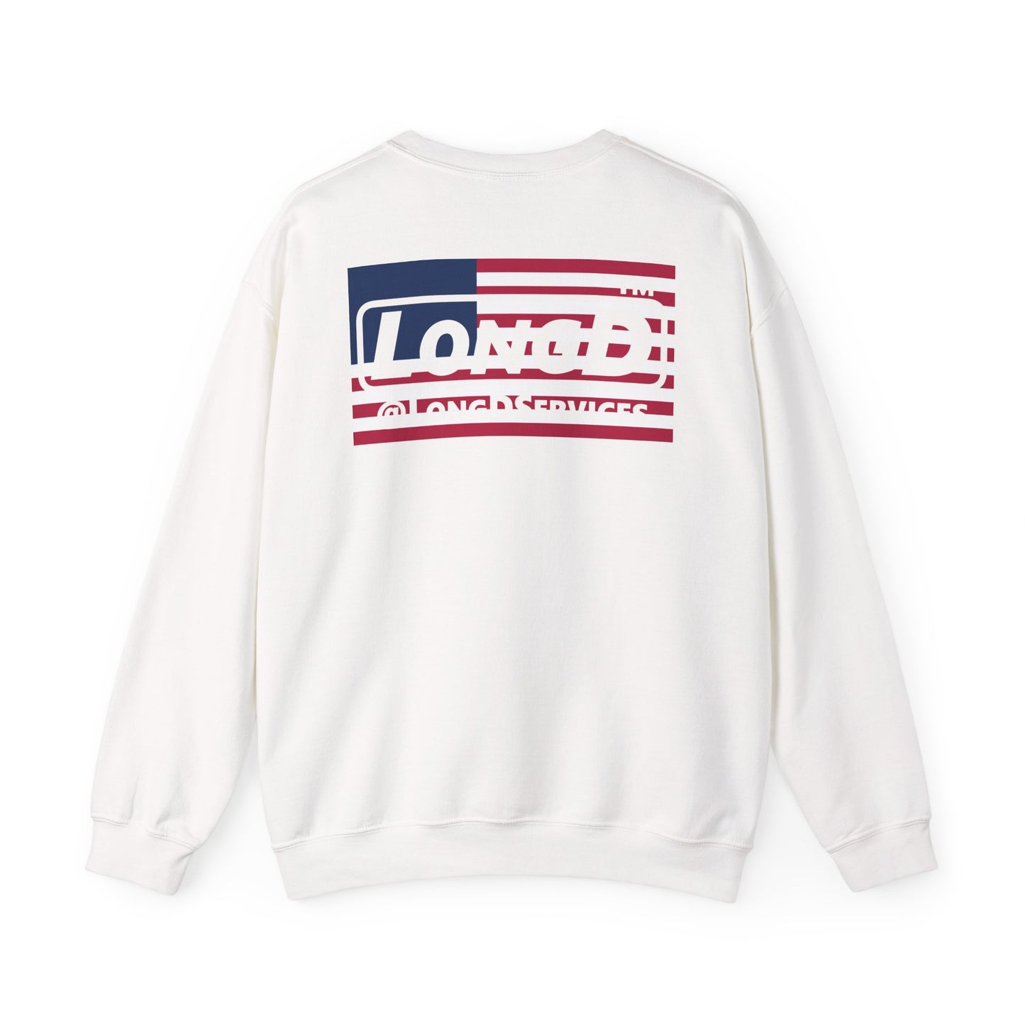 LongD negative flag front-back Chicago logo crewneck sweatshirt (patriotic colors)