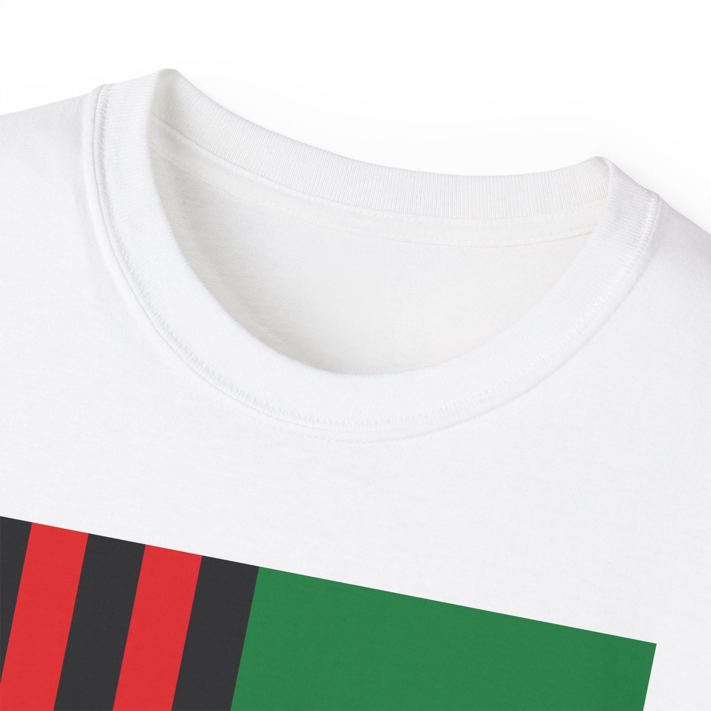 LongD® Logo Cotton Tee Juneteenth cropped vertical African-American flag negative text