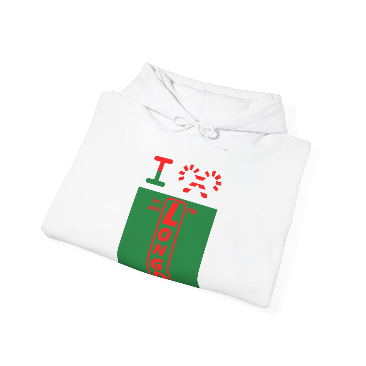 I candy cane LongD Chicago upright logo positive red on negative green hoodie