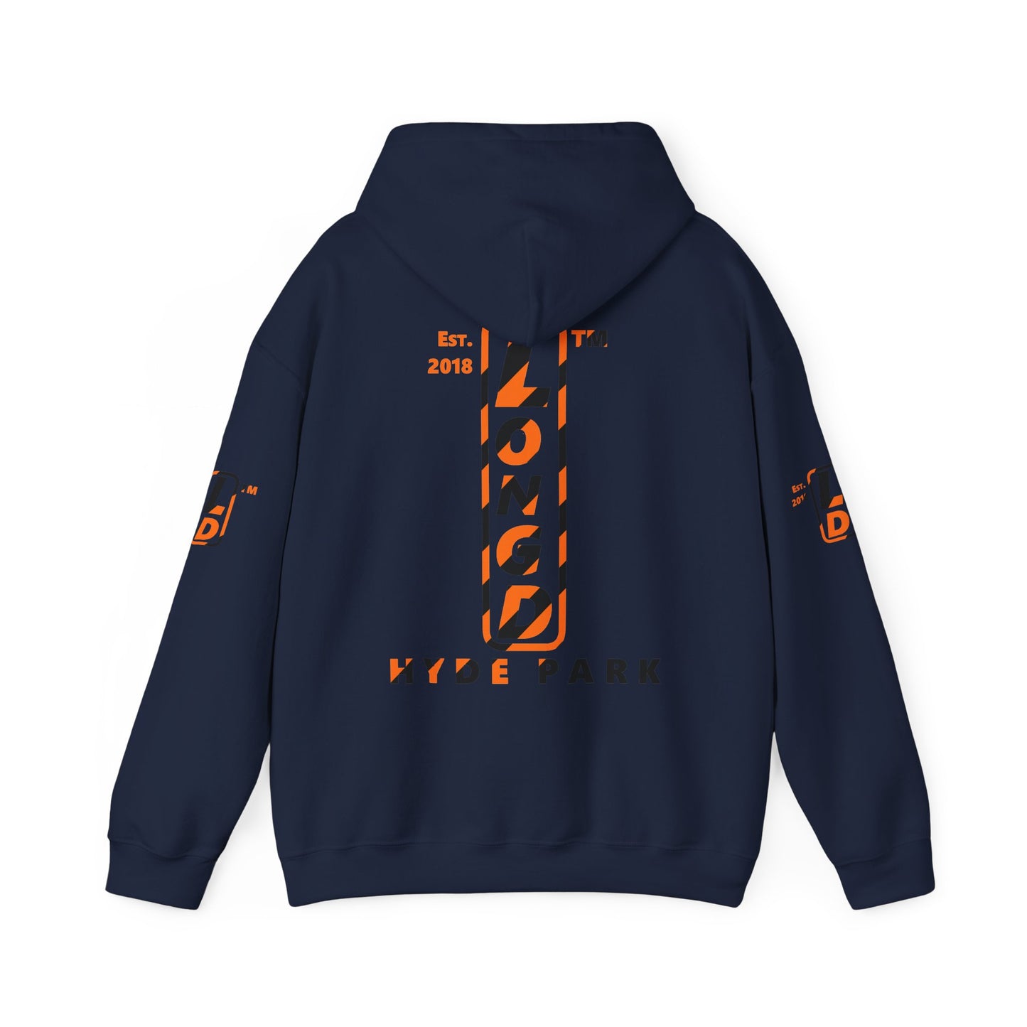 LongD Hyde Park positive upright pixel-weighted 12-striped 4-print logo (Halloween colors) hoodie
