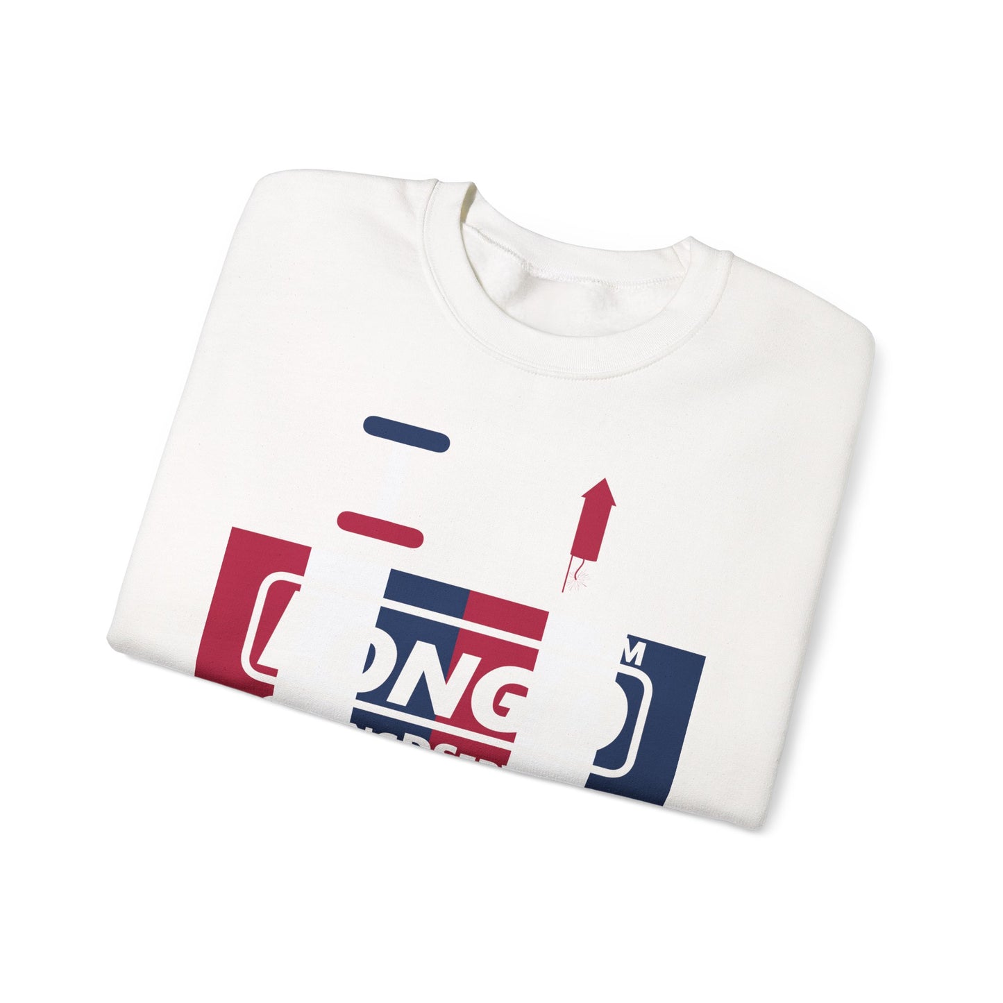 I firecracker LongD positive vertical 6-striped 4-print tag logo crewneck sweatshirt