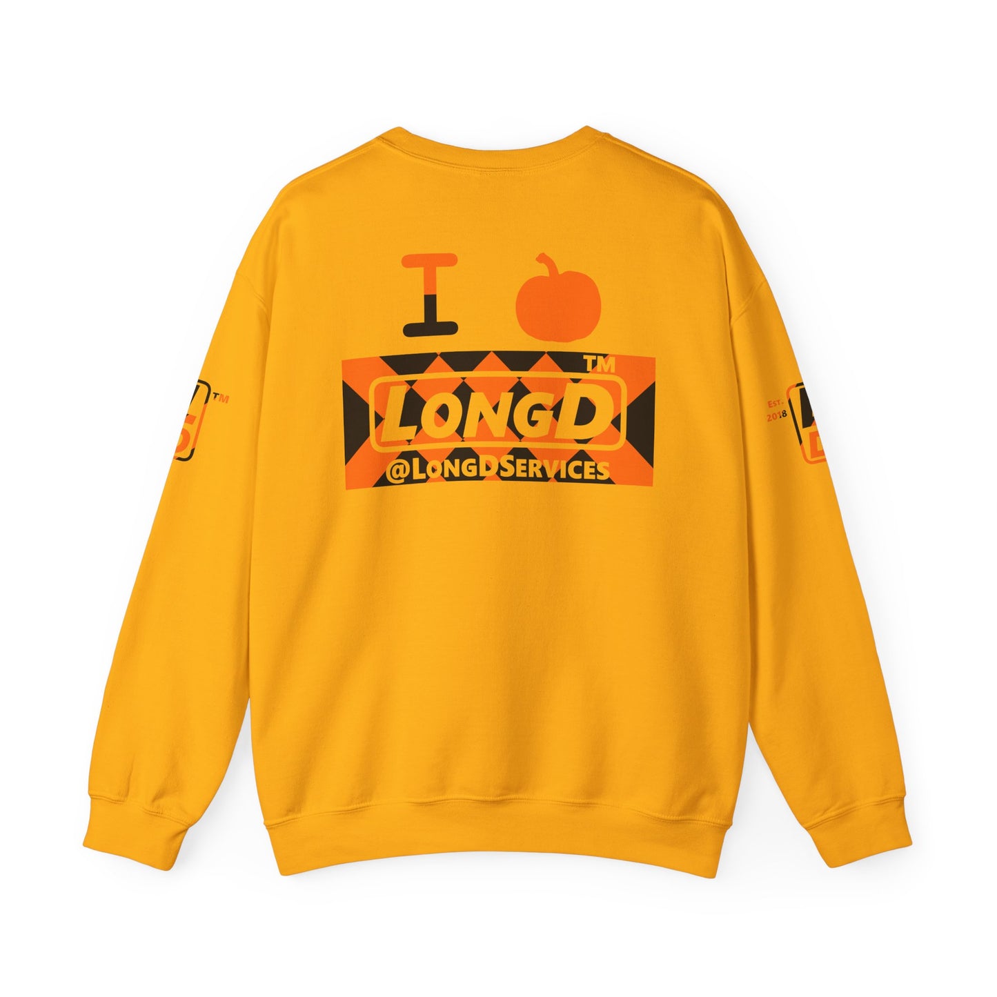 I pumpkin LongD Tag negative stylized argyle 4-print logo crewneck sweatshirt