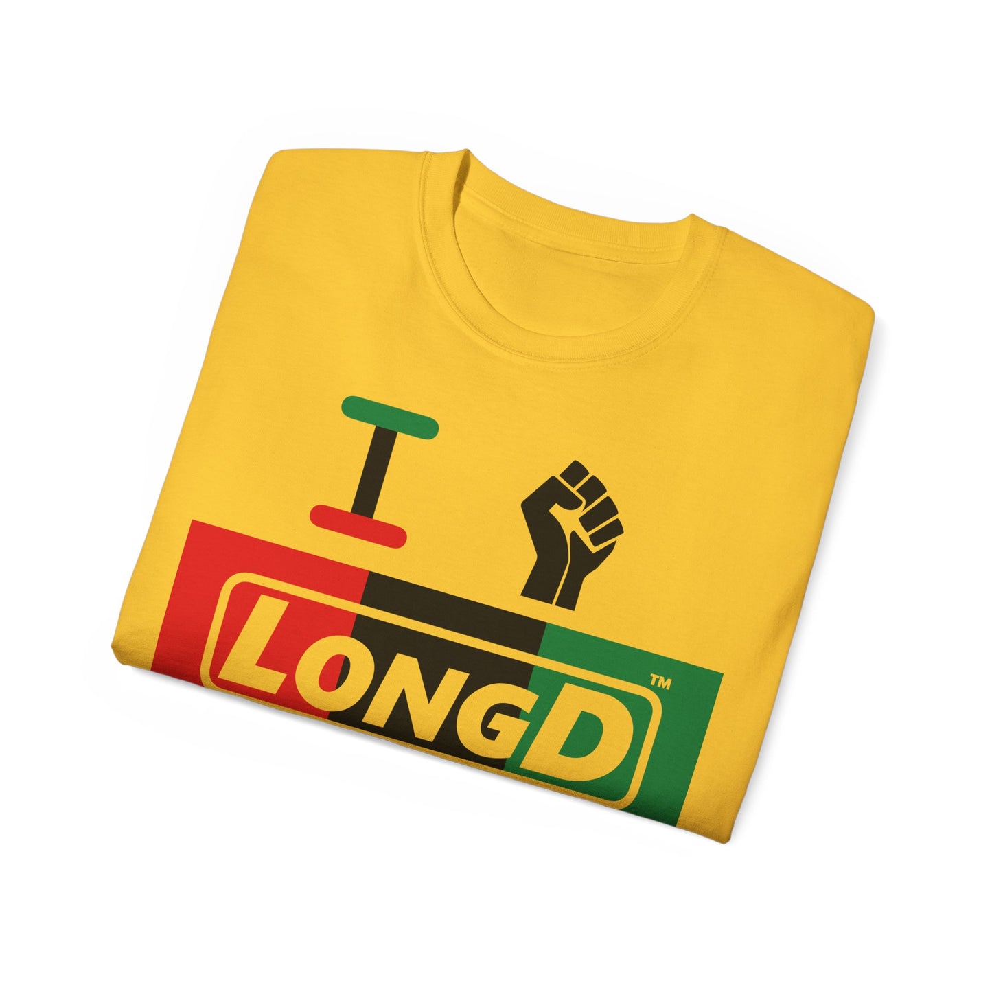 I Fist LongD® Logo Cotton Tee Juneteenth black fist negative thirds text
