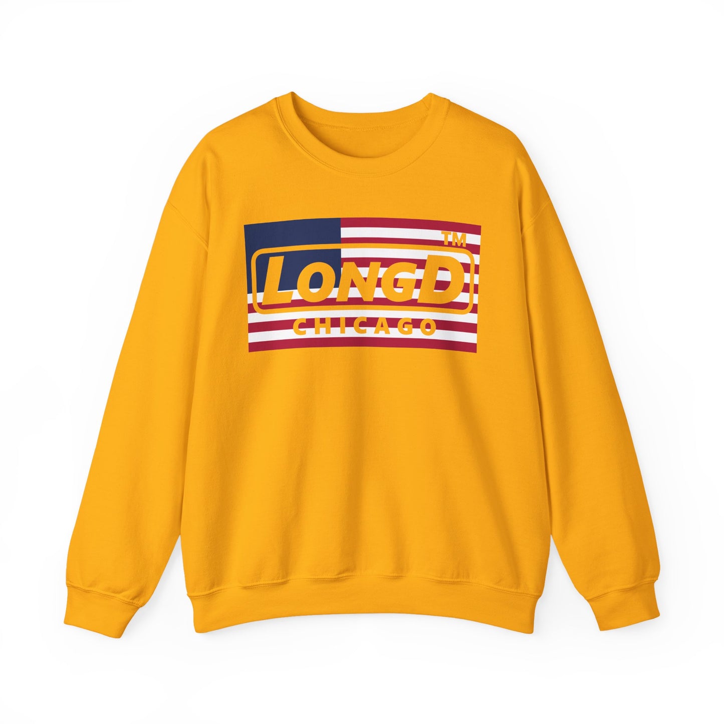 LongD negative flag Chicago logo crewneck sweatshirt (patriotic colors)