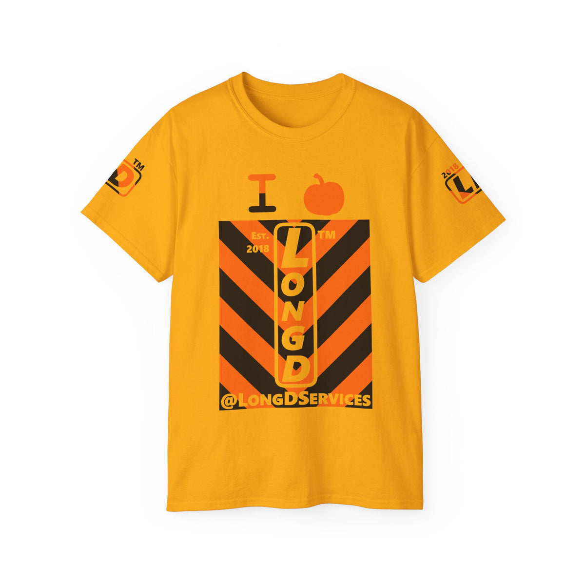 I pumpkin LongD Tag negative upright downward chevron 4-print logo cotton tee
