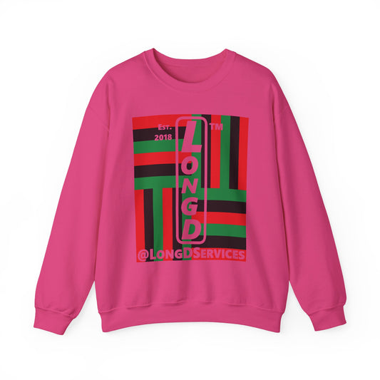 LongD negative windmill tag upright logo crewneck sweatshirt (Juneteenth colors)