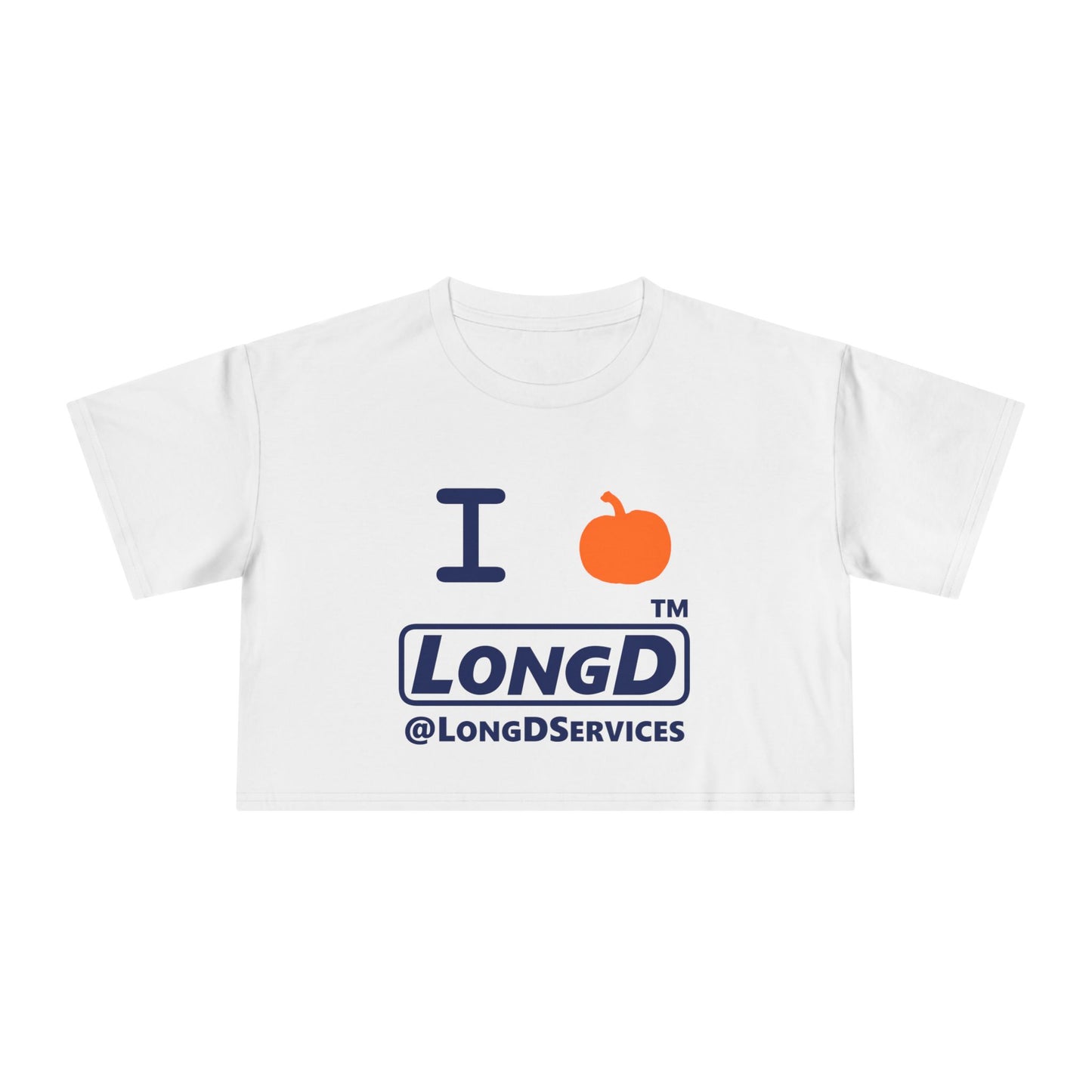 I Pumpkin LongD Logo Crop Tee blue basic tag logo