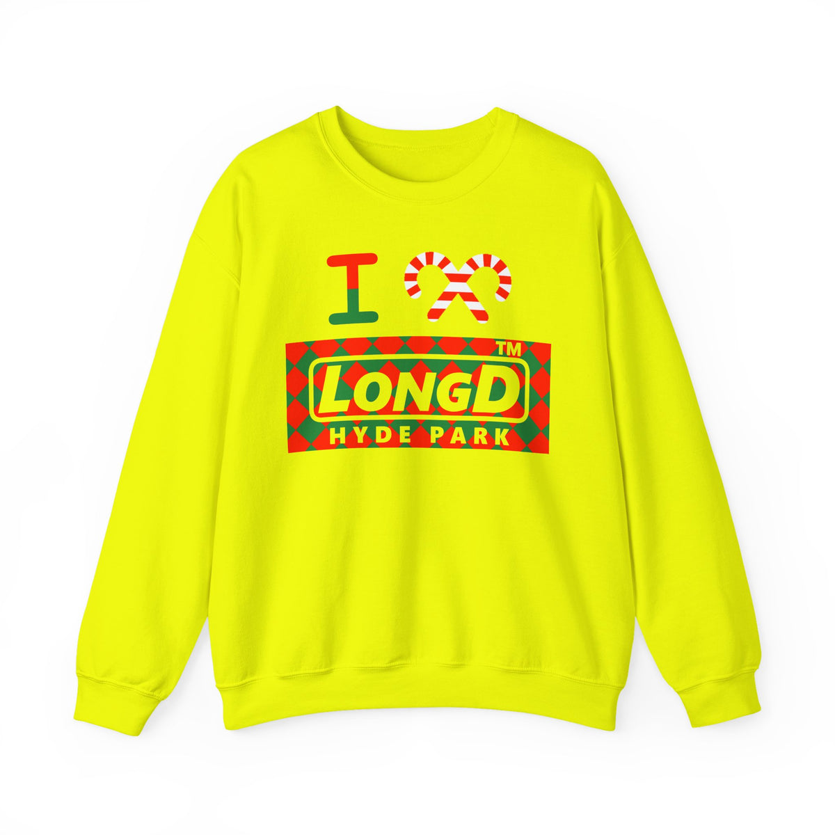 I candy cane LongD Hyde Park negative argyle logo crewneck sweatshirt
