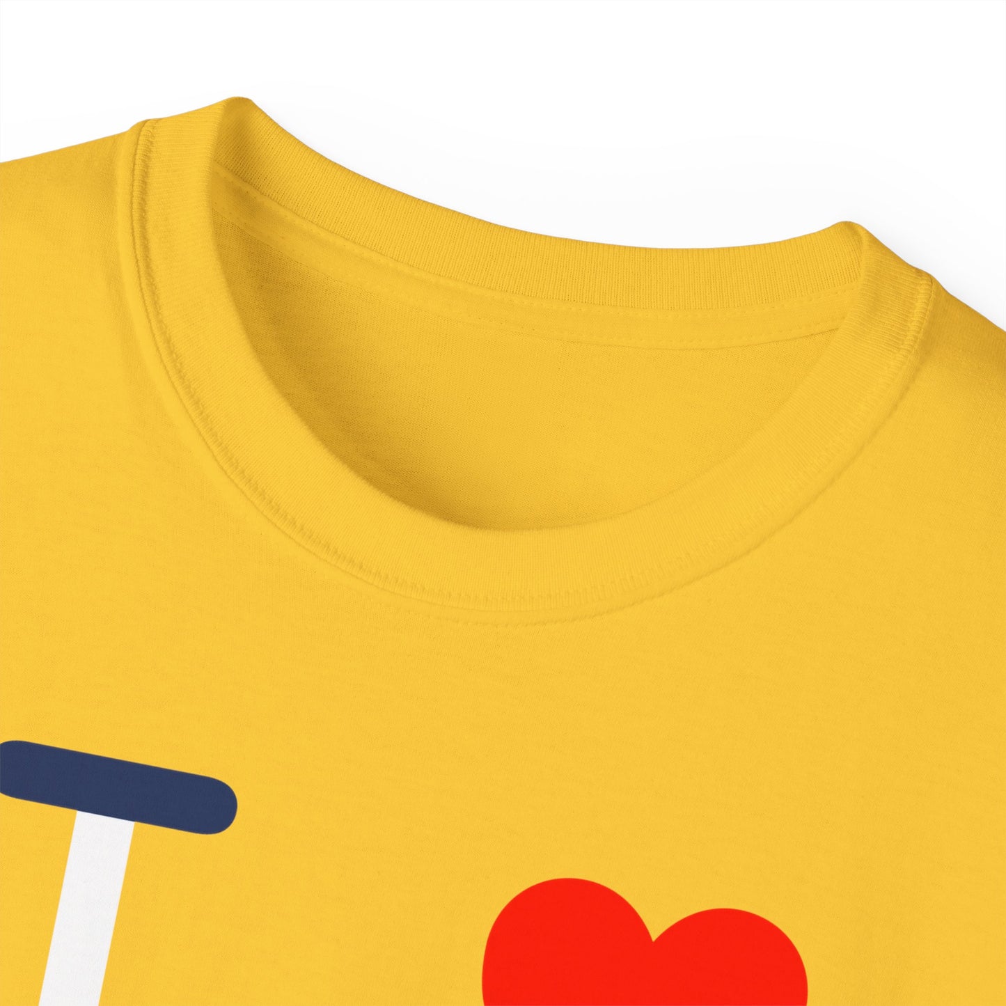 I Luv LongD® Logo Cotton Tee Blue, White and Red negative thirds text