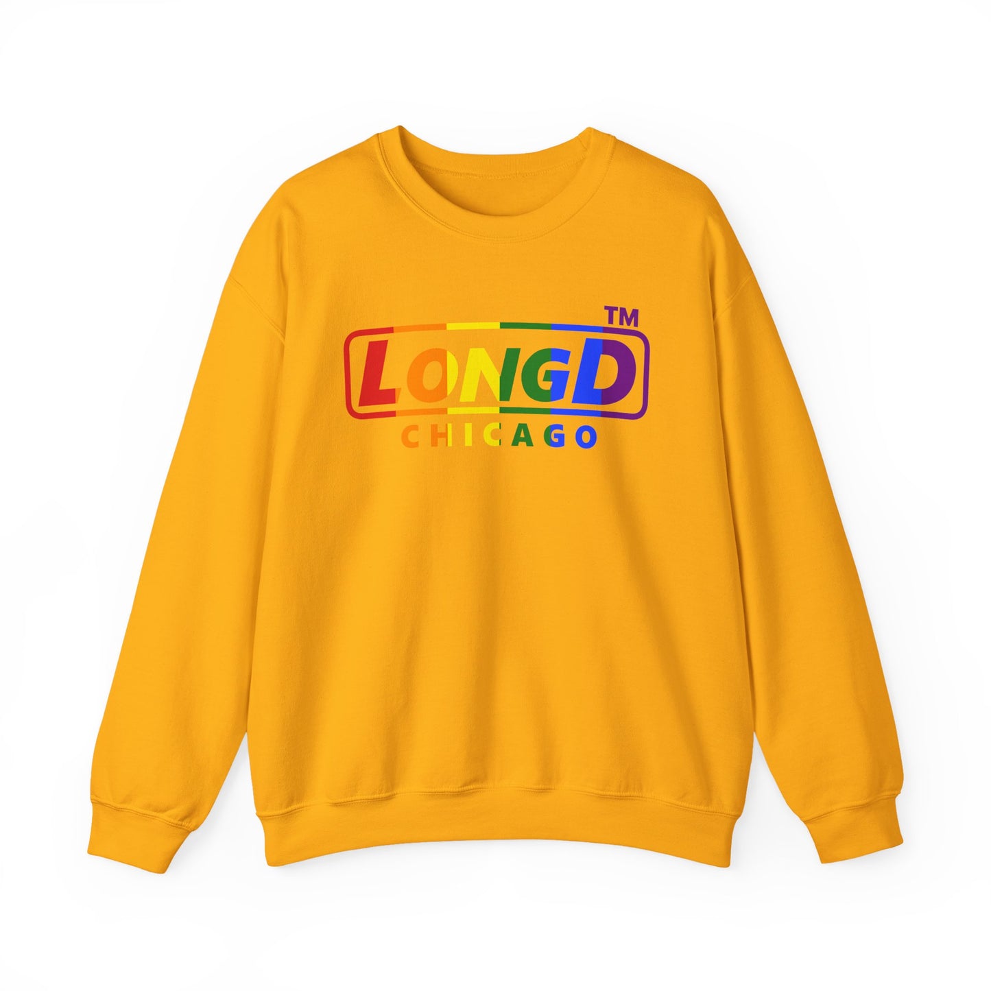 LongD positive vertical striped Chicago logo crewneck sweatshirt (Pride colors)