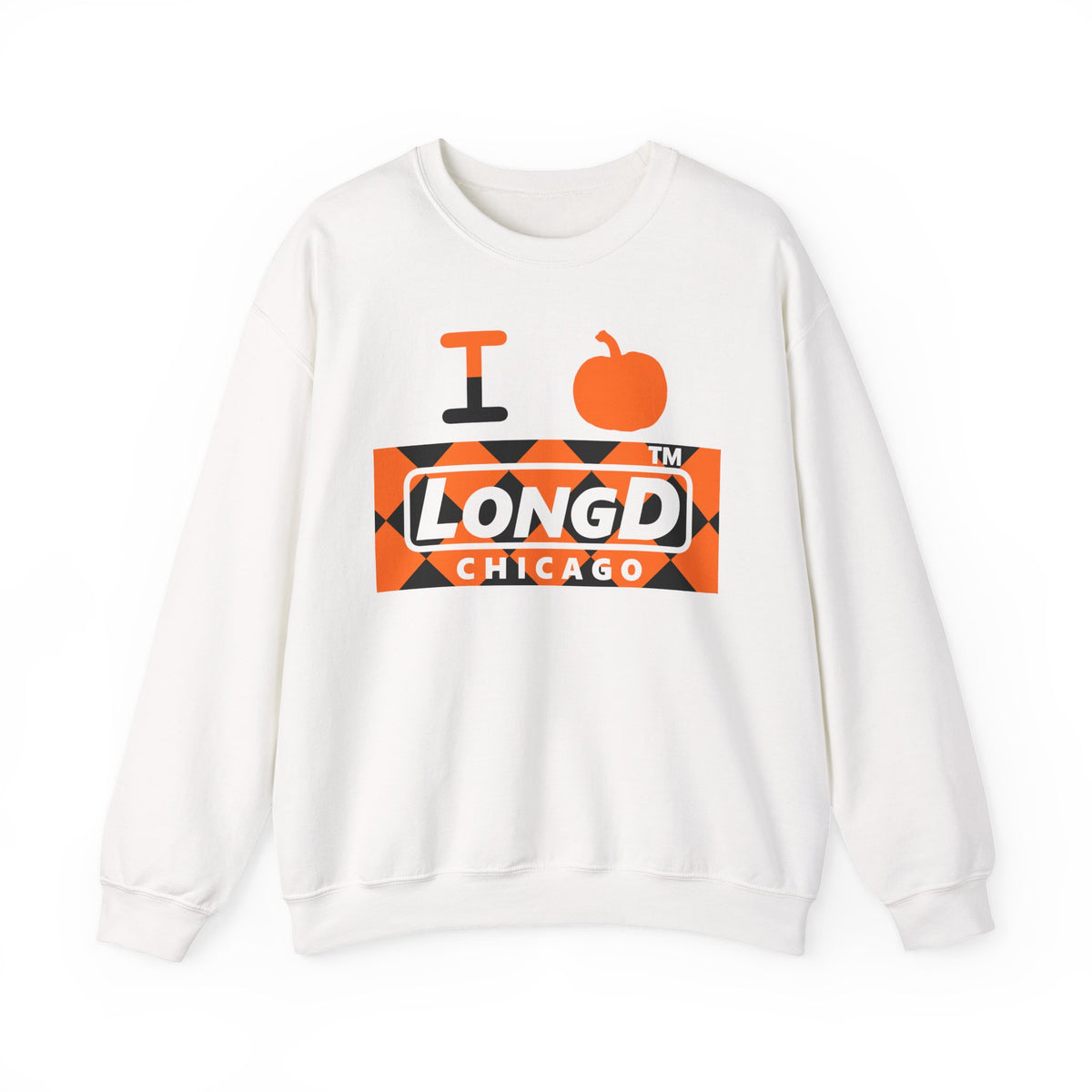 I pumpkin LongD Chicago negative argyle logo crewneck sweatshirt
