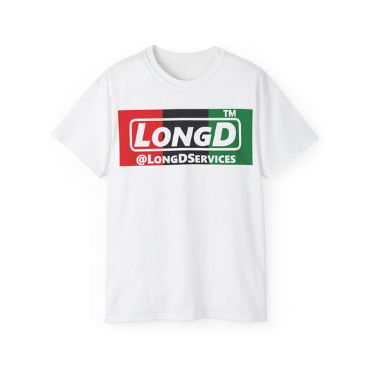 LongD negative vertical 3-striped tag logo cotton tee (Juneteenth colors)