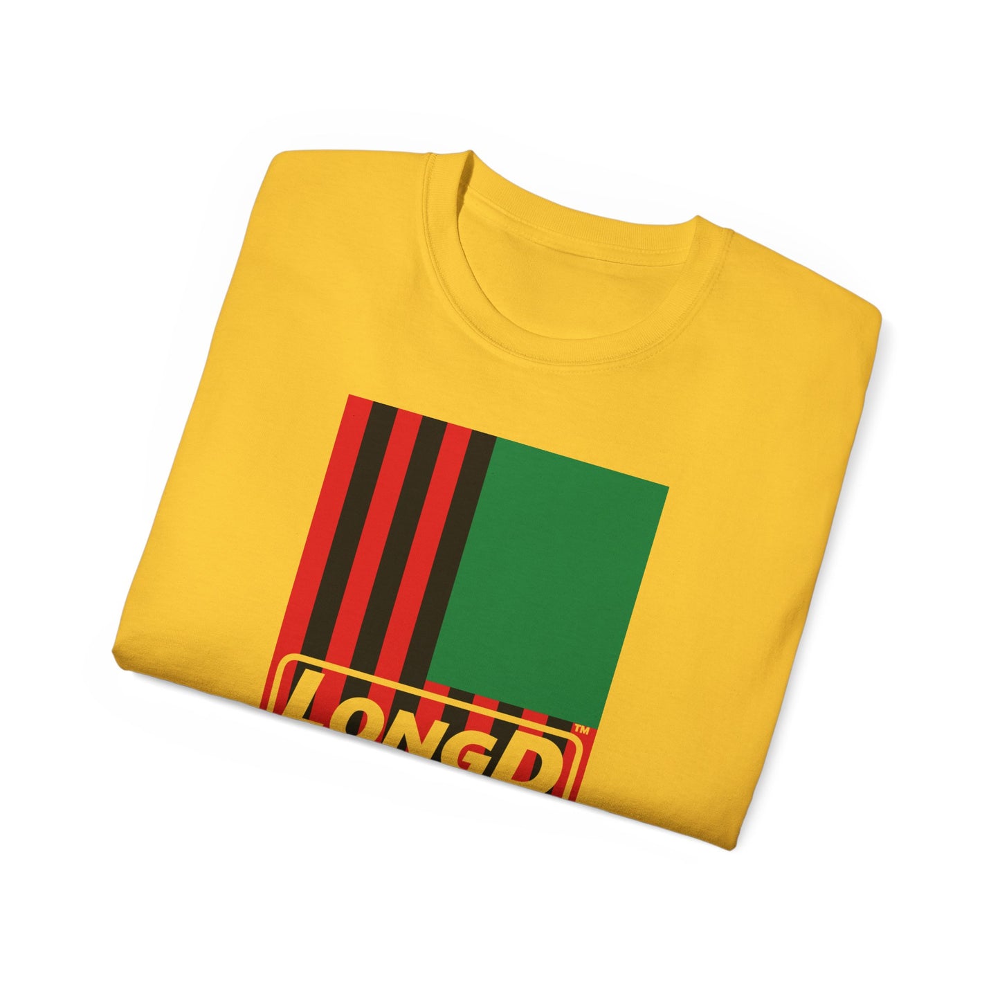 LongD® Logo Cotton Tee Juneteenth vertical African-American flag negative text