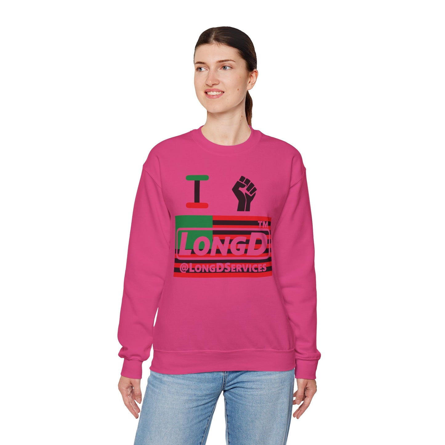 I fist LongD negative flag front-back tag logo crewneck sweatshirt