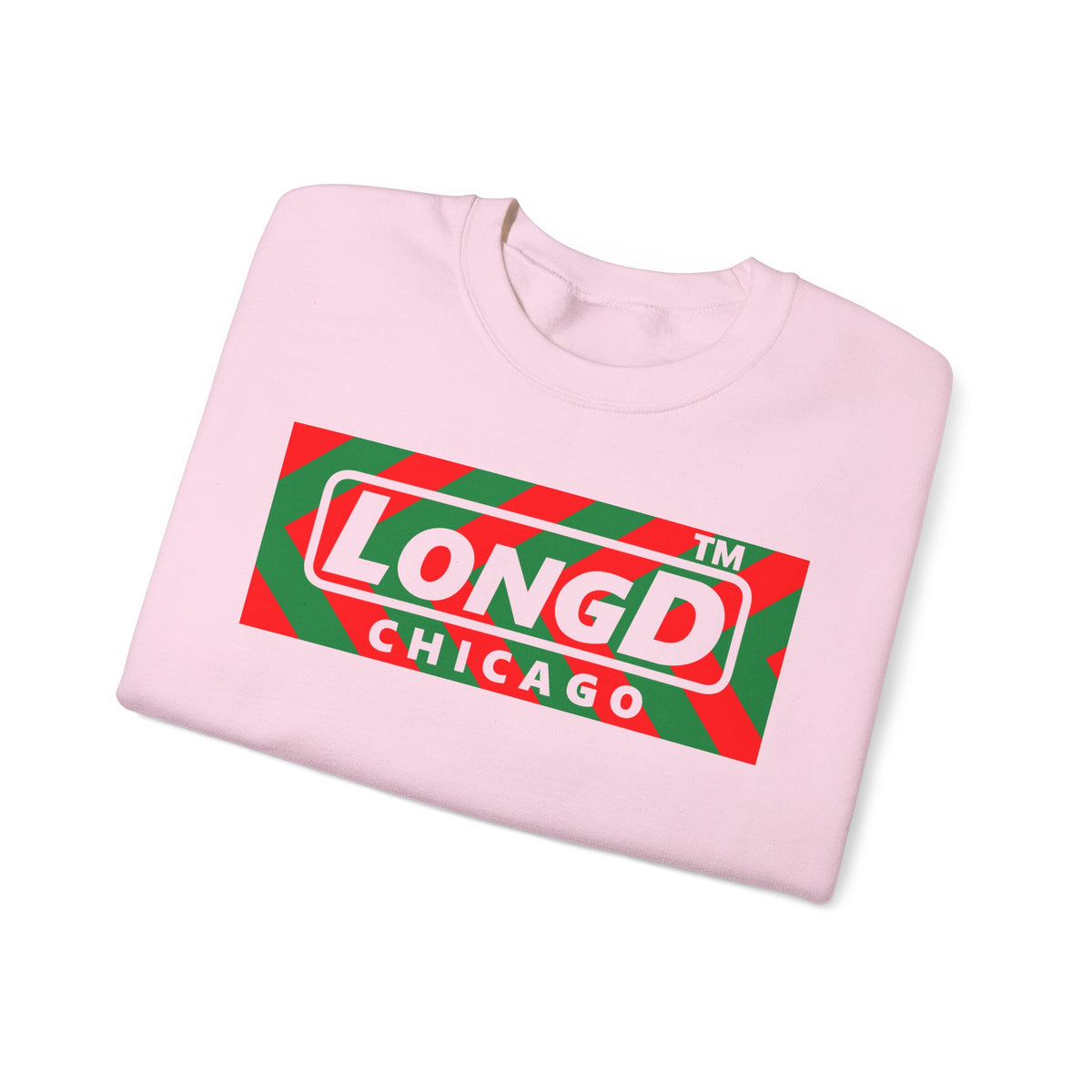 LongD Chicago negative leftward chevron logo (Xmas colors) crewneck sweatshirt