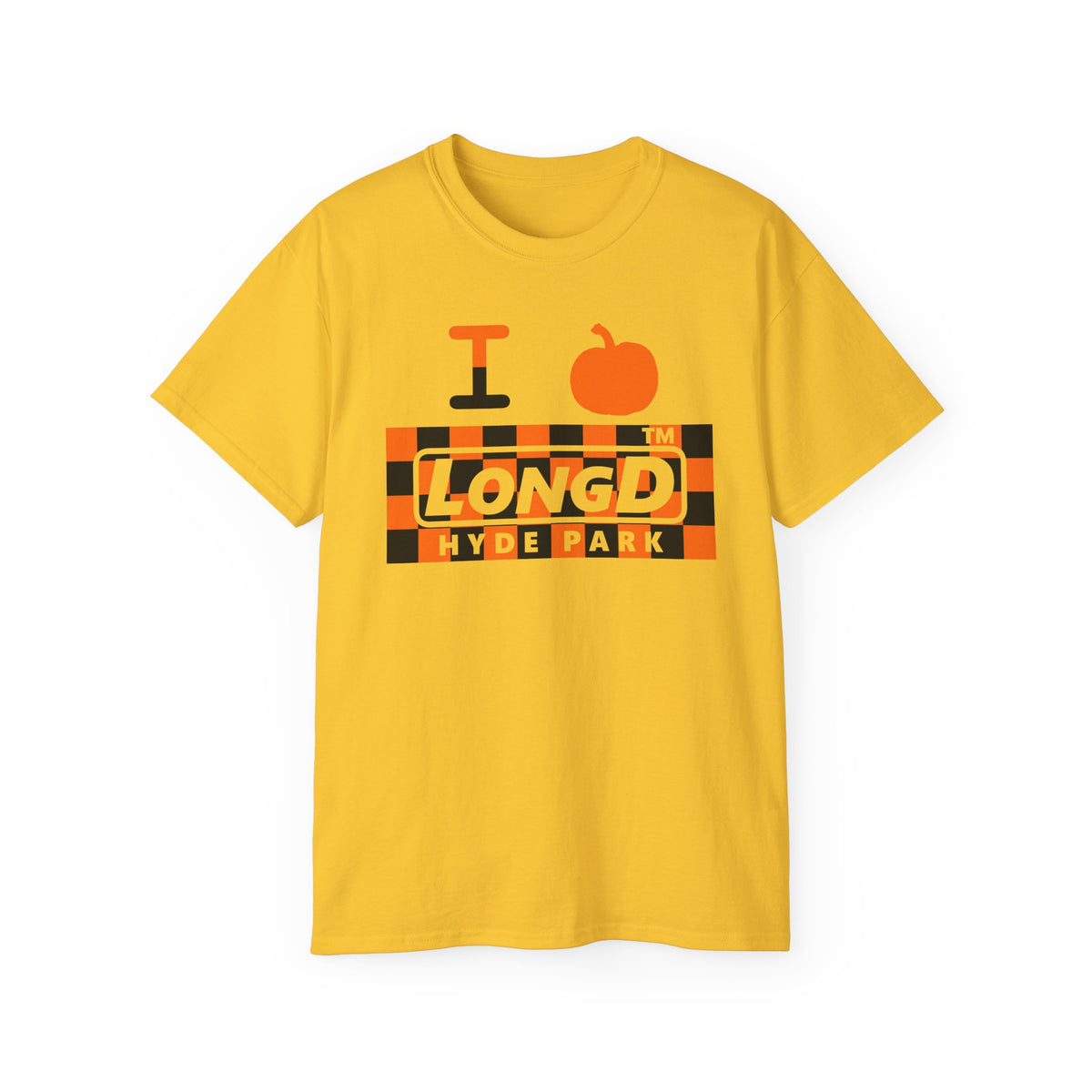 I pumpkin LongD Hyde Park negative checkered logo cotton tee
