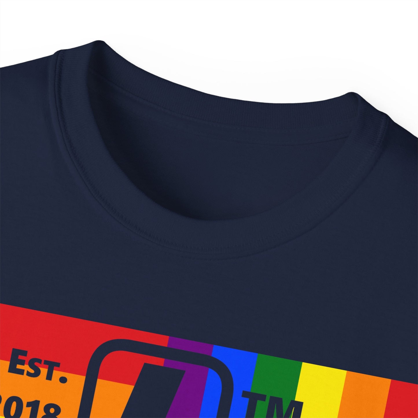 LongD Cotton Tee negative windmill Hyde Park upright logo (Pride colors)