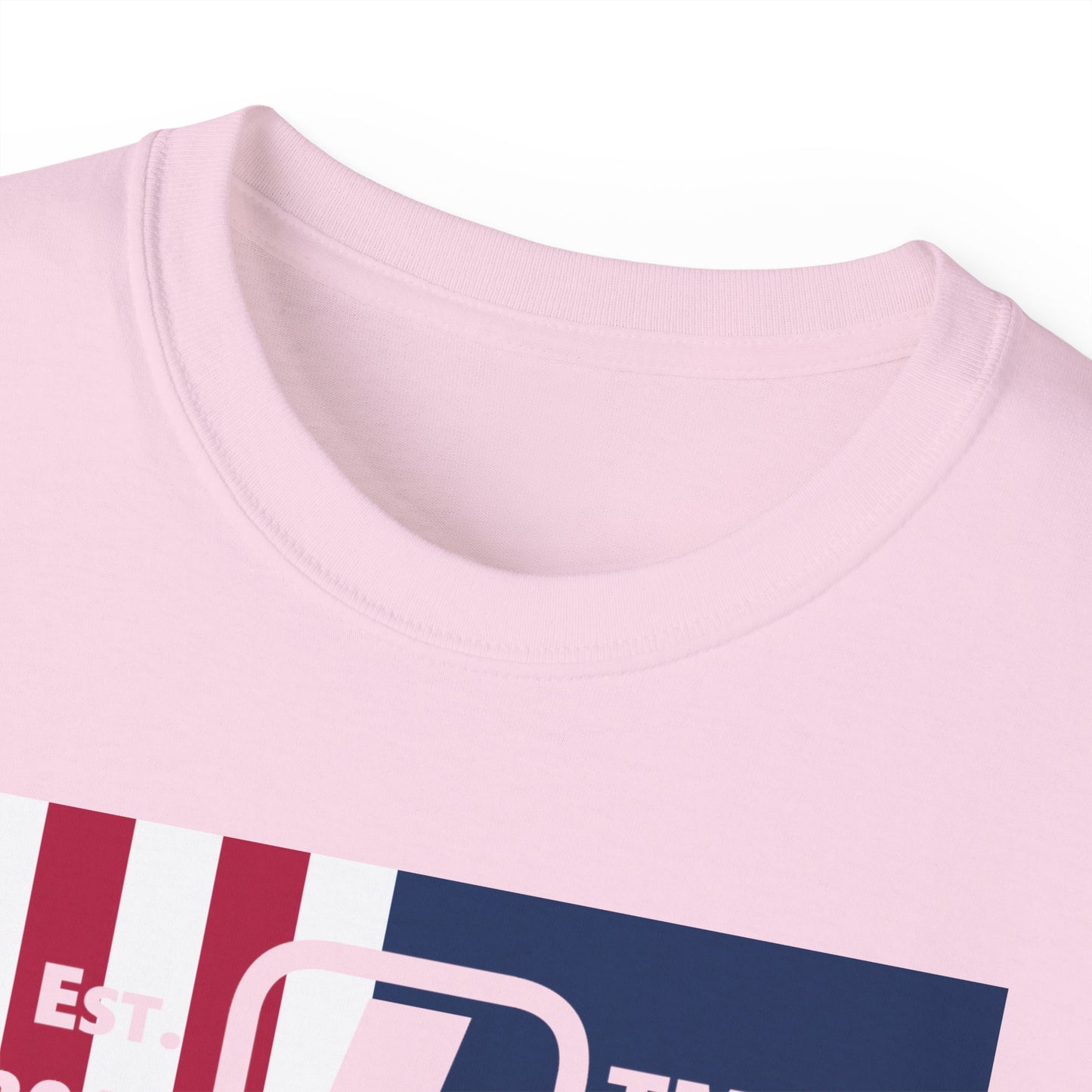 LongD cotton tee negative cropped flag Chicago upright logo (Patriotic colors)
