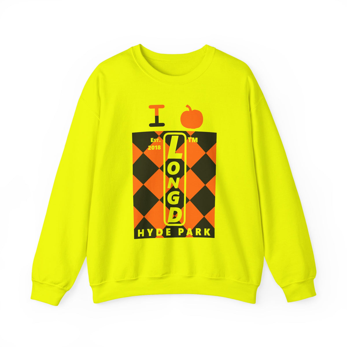 I pumpkin LongD Hyde Park negative upright argyle logo crewneck sweatshirt