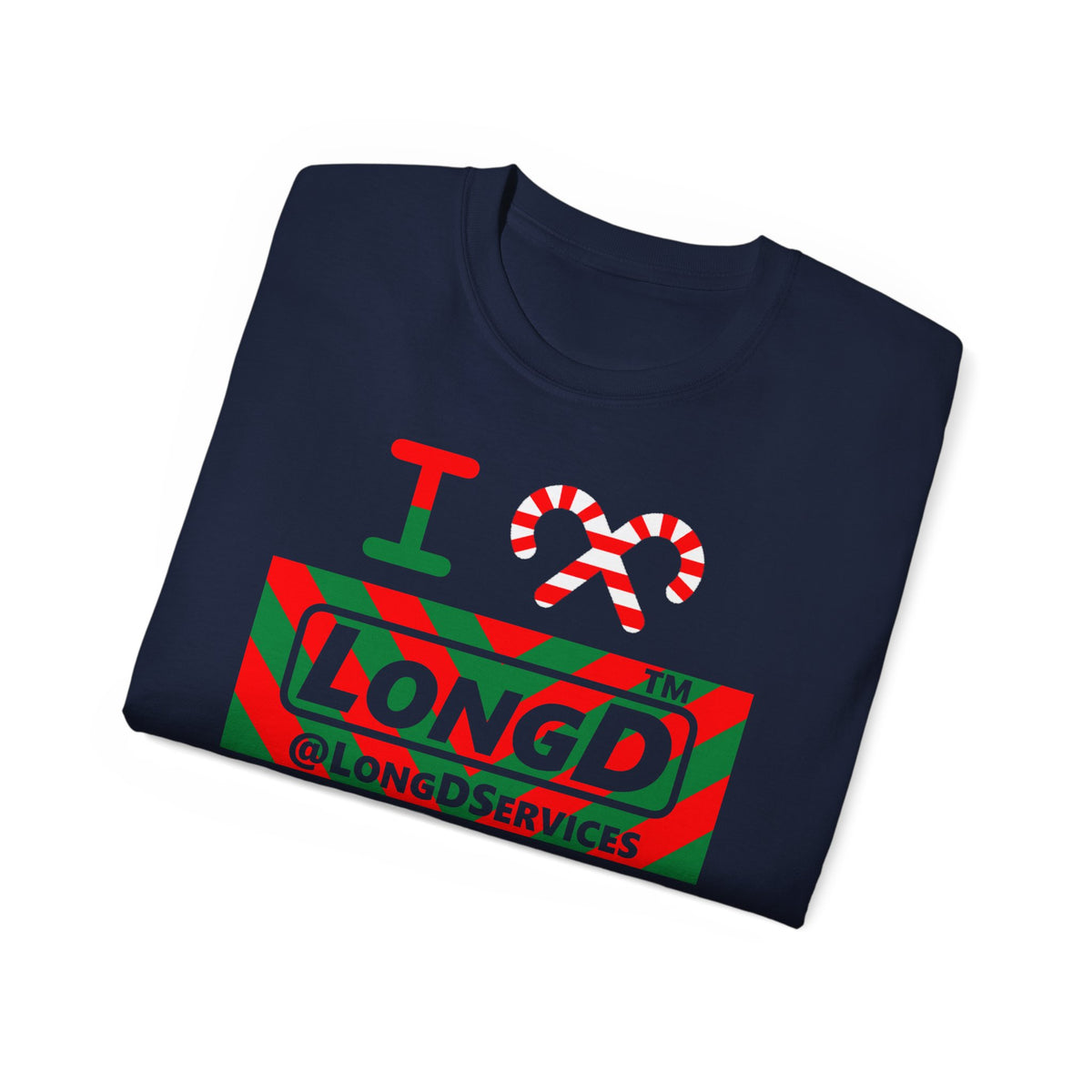 I candy cane LongD Tag negative downward chevron logo cotton tee