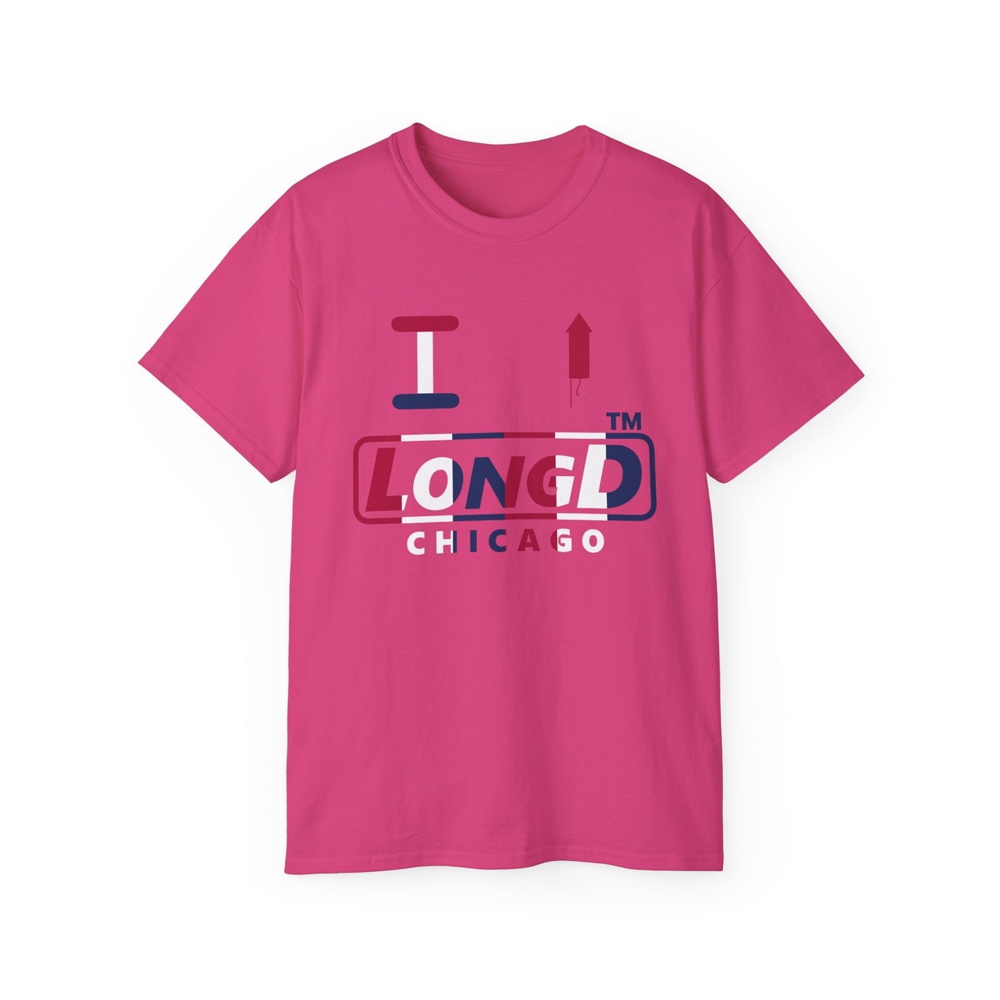 I firecracker LongD positive vertical 6-striped Chicago logo cotton tee