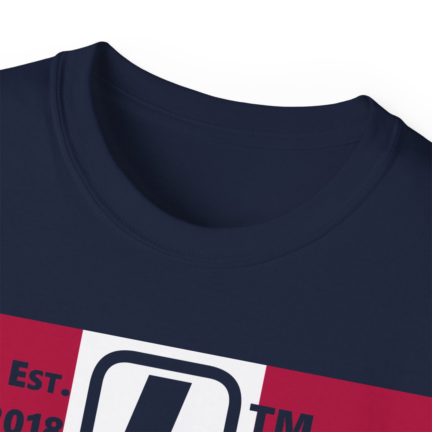 LongD cotton tee negative 4x3 Chicago upright logo (Patriotic colors)