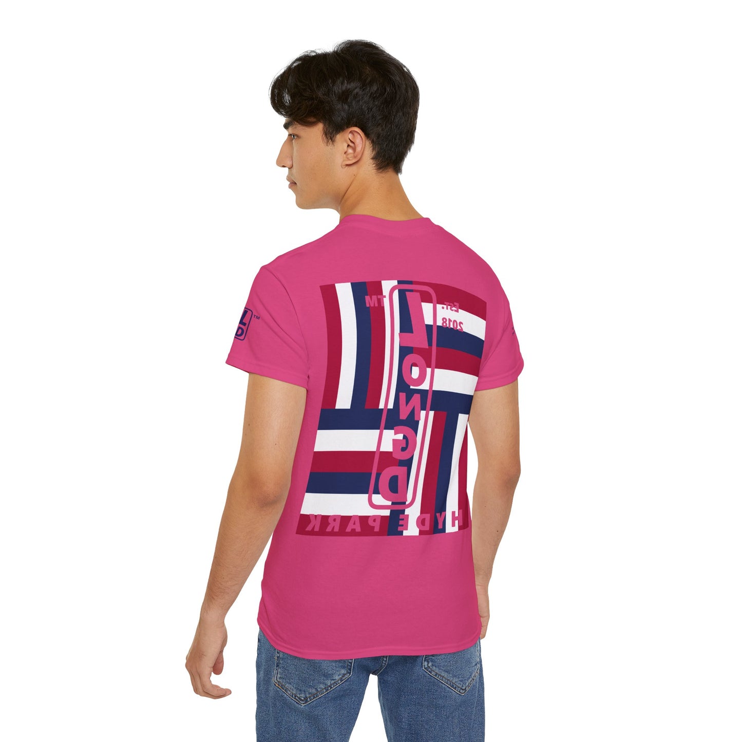 I Burst LongD cotton tee negative windmill 4-print Hyde Park upright logo (Patriotic colors)