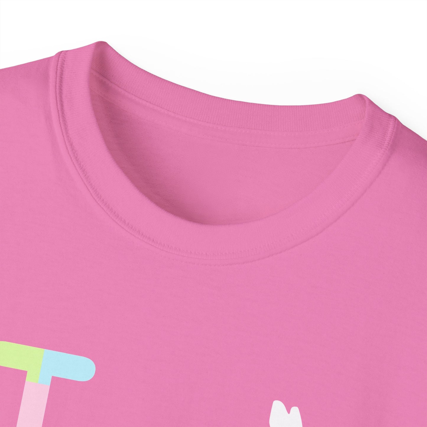 I Bunny LongD® Logo Cotton Tee Easter pastel variety positive top text and negative bottom text (white Easter Bunny)
