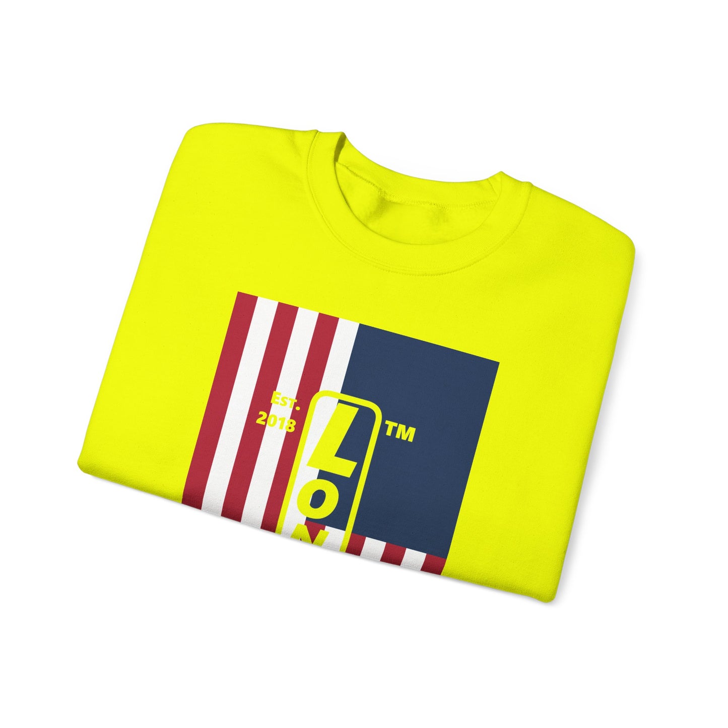 LongD negative cropped flag Hyde Park upright logo crewneck sweatshirt (patriotic colors)
