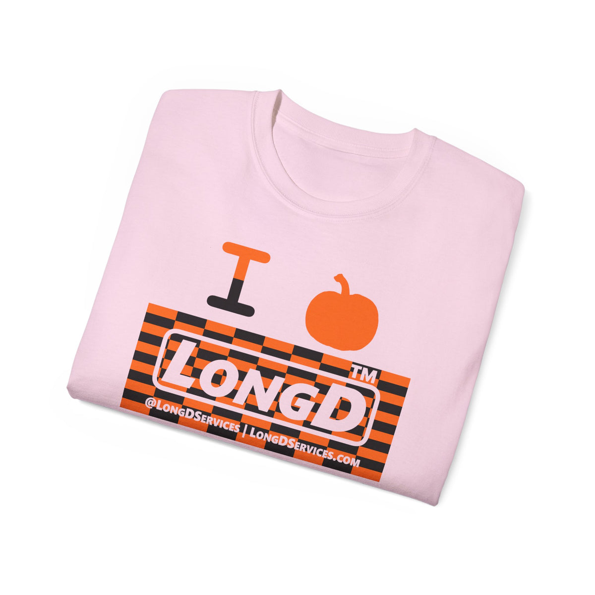 I pumpkin LongD Tag-domain negative tiled logo cotton tee