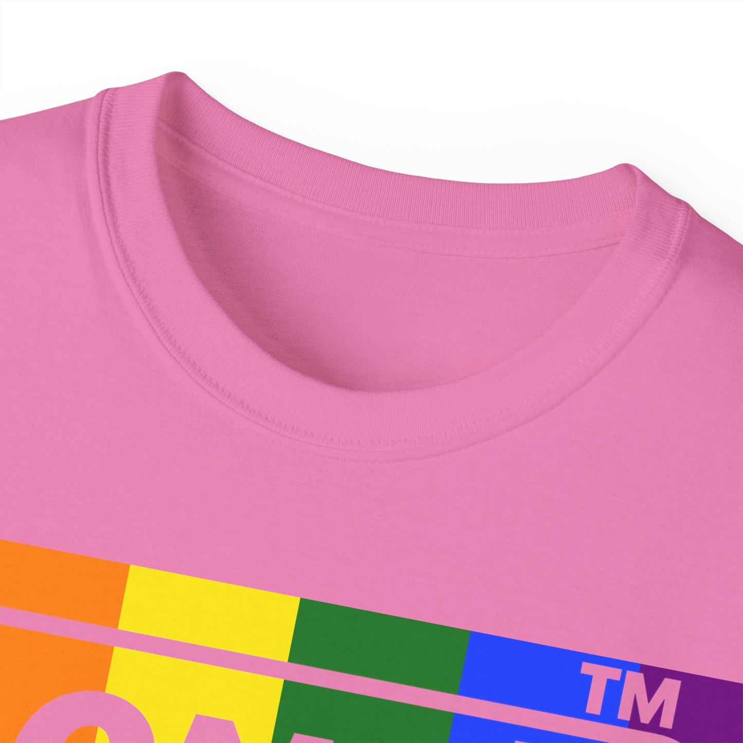 LongD negative vertical striped Hyde Park logo cotton tee (Pride colors)