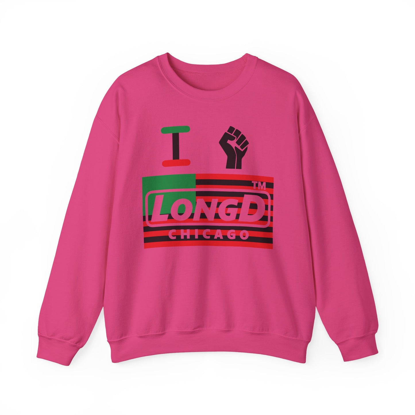 I fist LongD negative flag Chicago logo crewneck sweatshirt