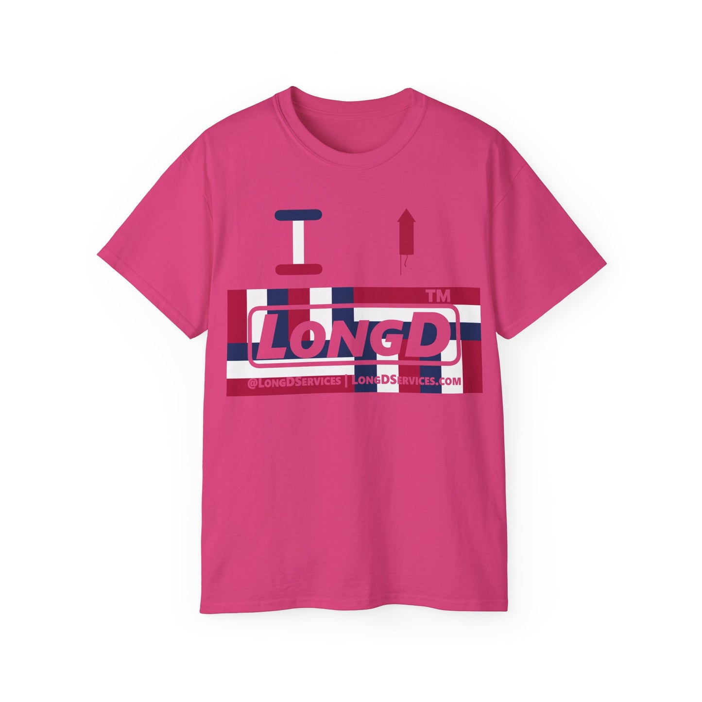 I firecracker LongD negative modified windmill tag-domain logo cotton tee