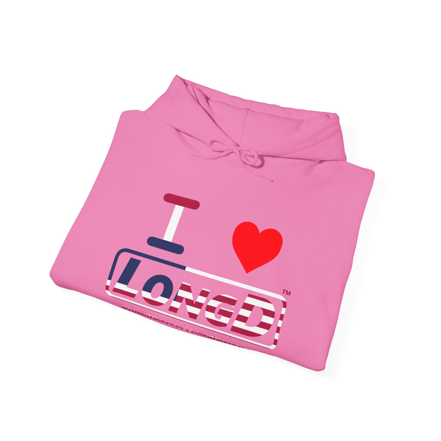 I Luv LongD® Logo Hoodie red, white and blue positive flag