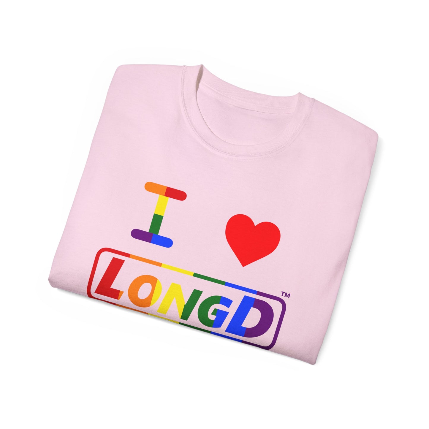 I Luv LongD® Logo Cotton Tee Pride rainbow positive text