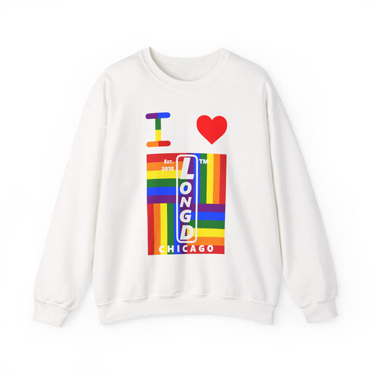 I Luv LongD negative windmill Chicago upright logo crewneck sweatshirt