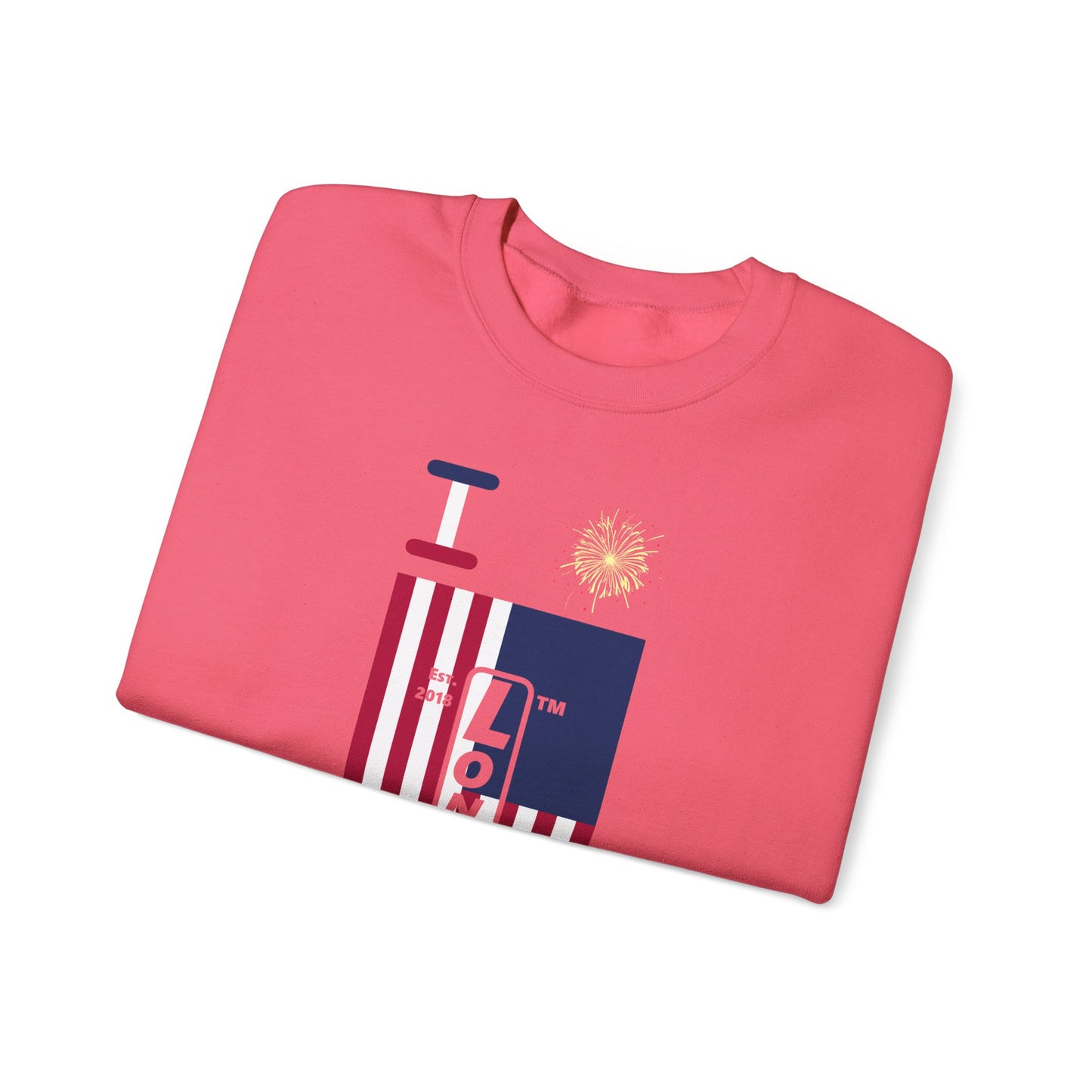 I Burst LongD negative flag tag upright logo crewneck sweatshirt