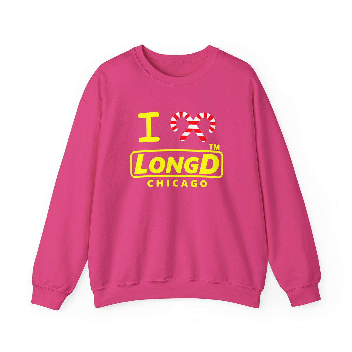 I candy cane LongD Chicago positive alternate basic yellow logo crewneck sweatshirt