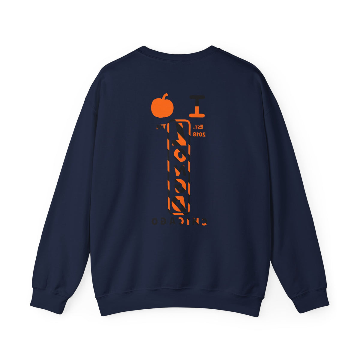 I pumpkin LongD Chicago positive upright pixel-weighted 12-striped front-back logo crewneck sweatshirt