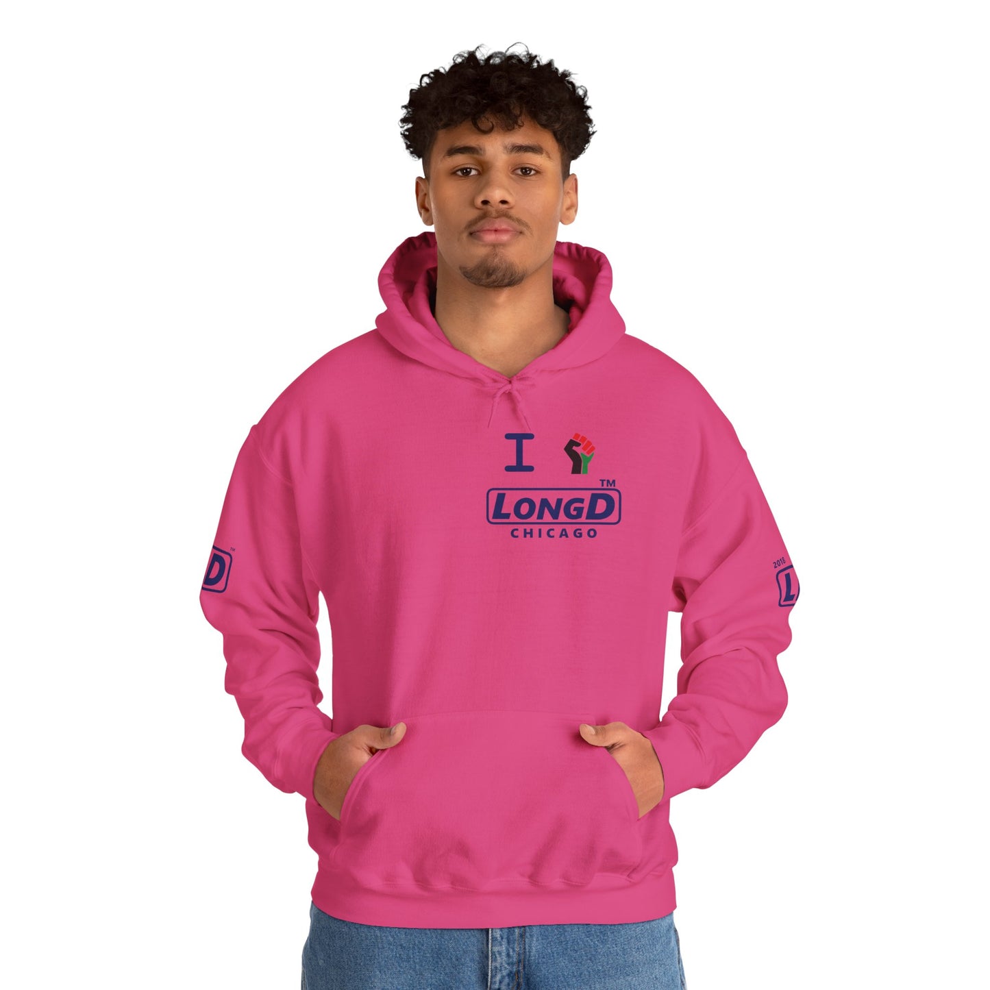 I fist LongD® basic official 4-print single-breasted Chicago logo Hoodie (Juneteenth colors)