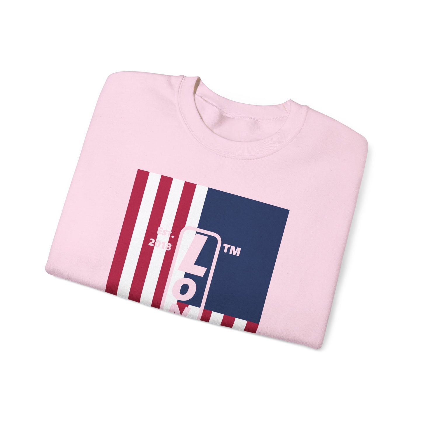 LongD negative cropped flag Hyde Park upright logo crewneck sweatshirt (patriotic colors)