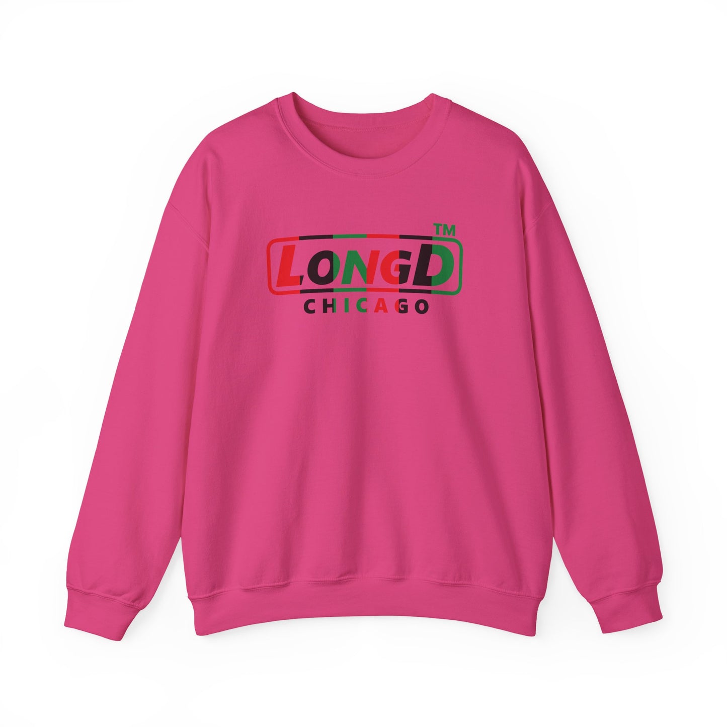 LongD positive vertical 6-striped Chicago logo crewneck sweatshirt (Juneteenth colors)