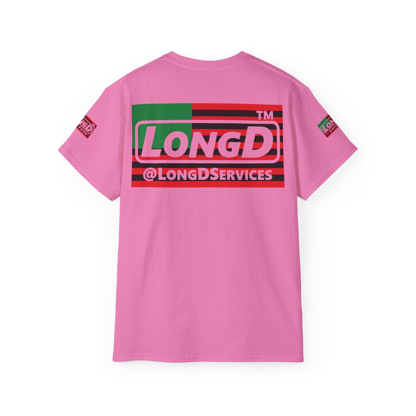LongD negative flag Chicago logo 4-print cotton tee (Juneteenth colors)