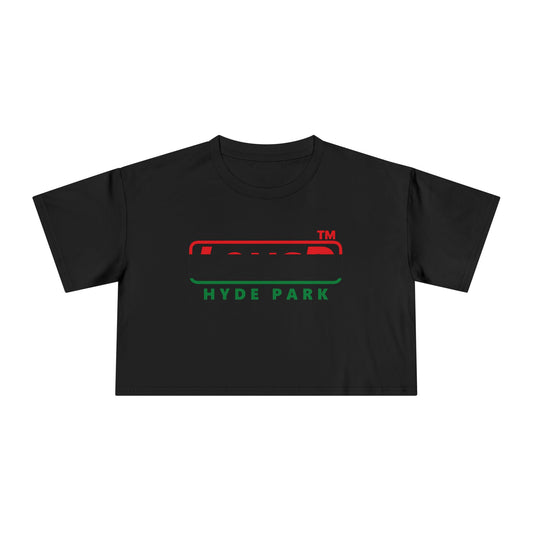 LongD positive horizontal 3-striped Hyde Park logo crop tee (Juneteenth colors)