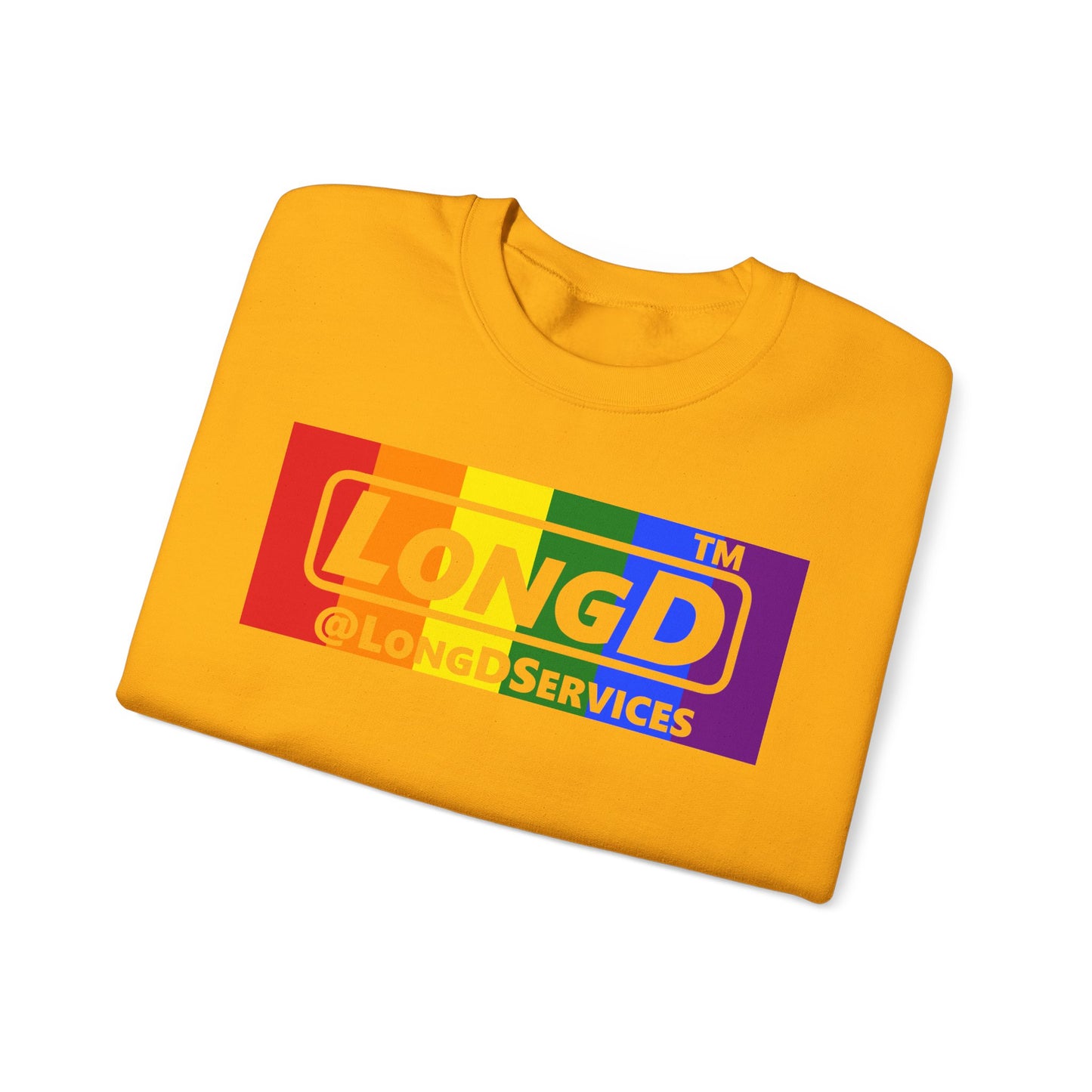 LongD official basic 4-print tag logo crewneck sweatshirt with Pride heart
