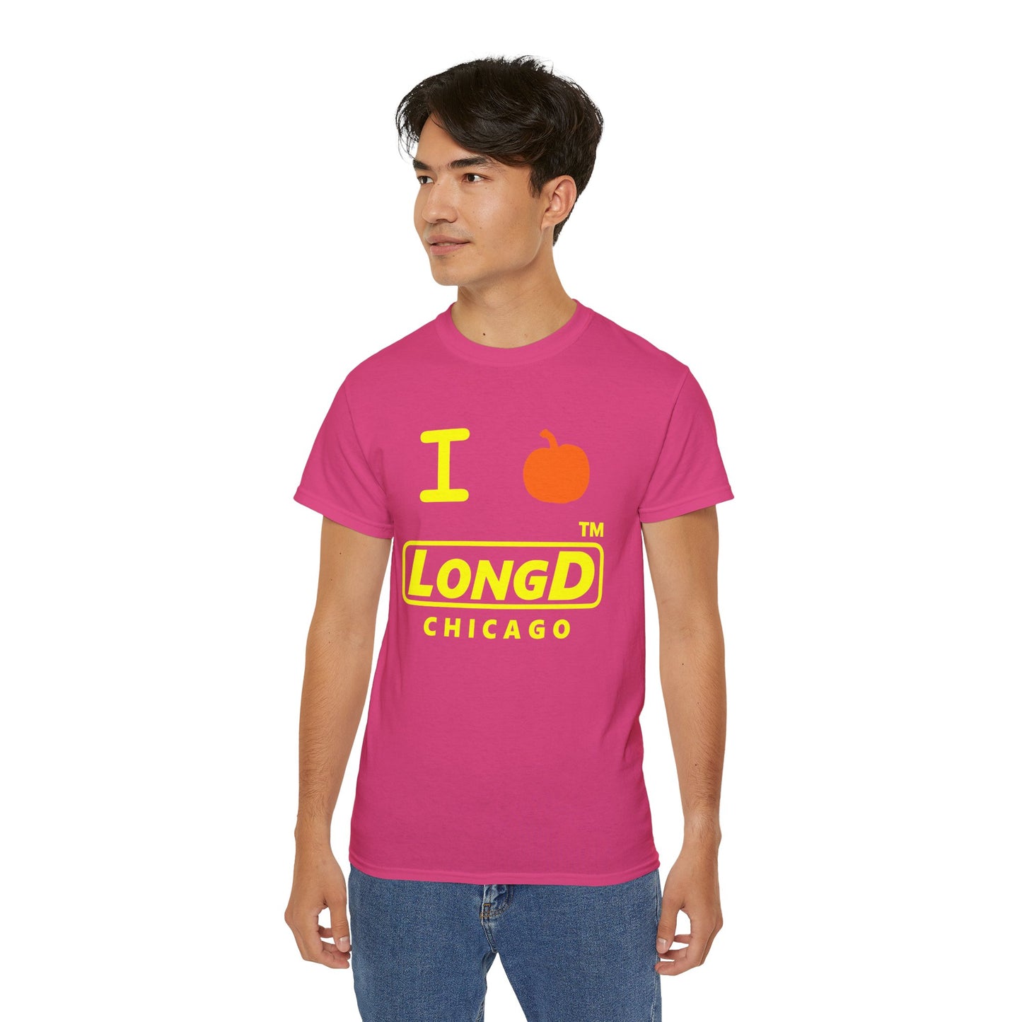 I Pumpkin LongD® Logo Cotton Tee positive yellow basic Chicago logo