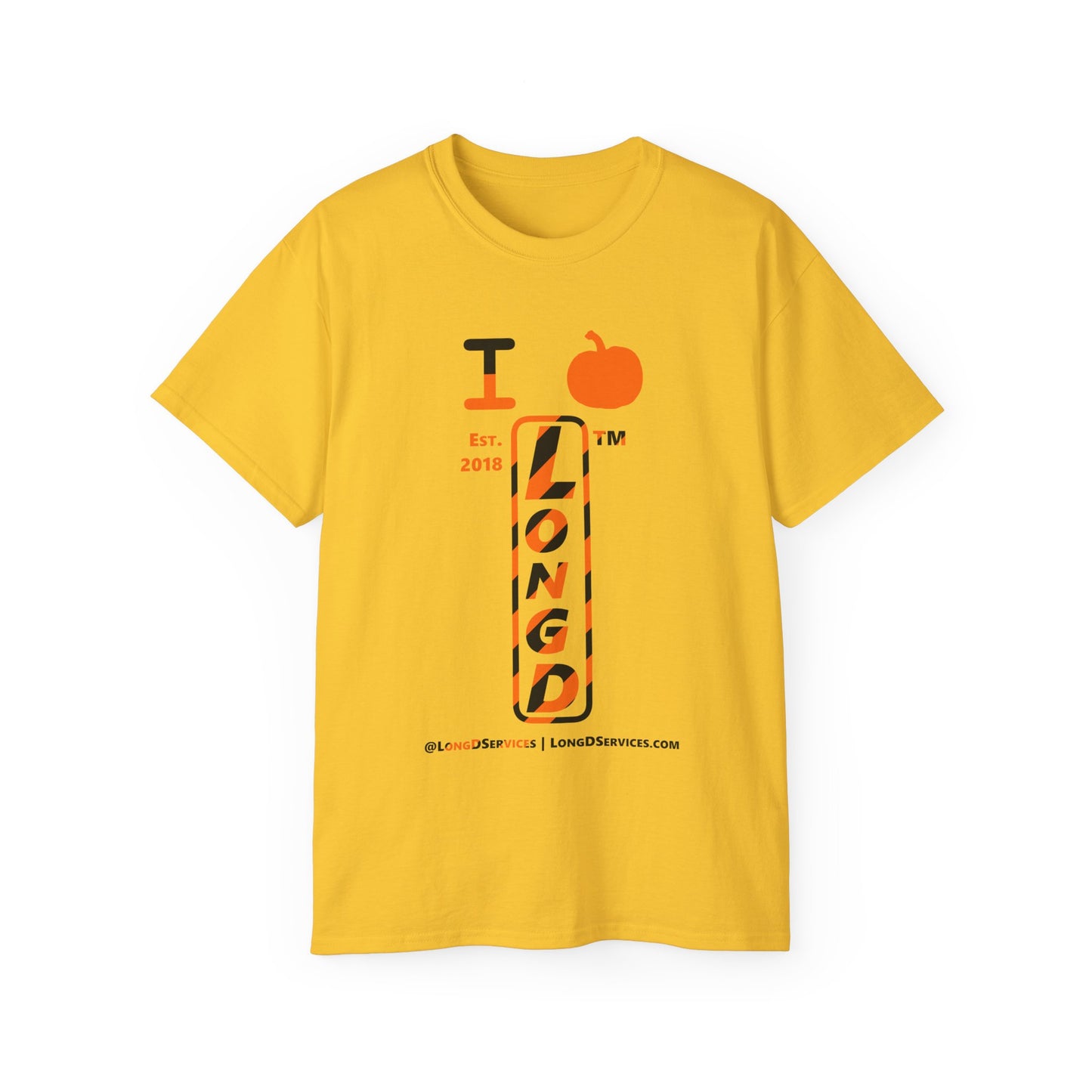 I pumpkin LongD Tag-domain positive upright pixel-weighted 12-striped front-back logo cotton tee